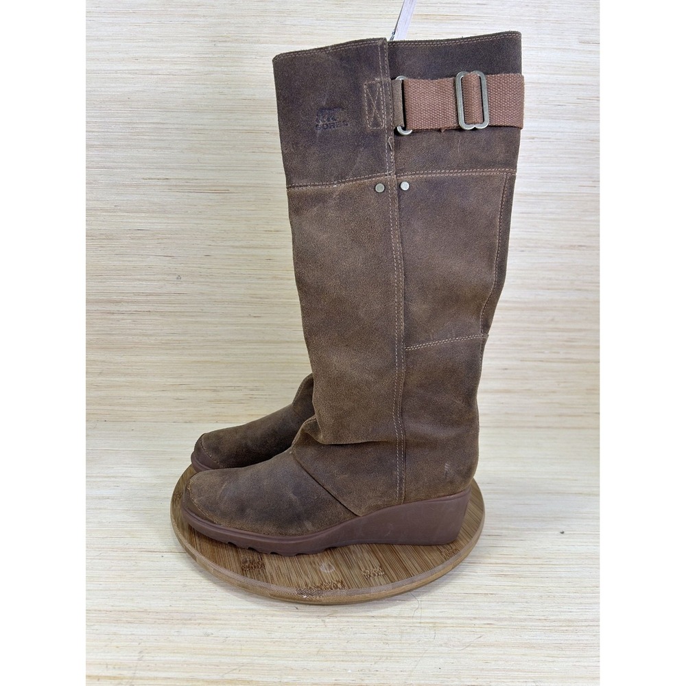 Sorel Toronto Brown Suede Waterproof Wedge Tall Boots Womens 10.5 NL2119-286